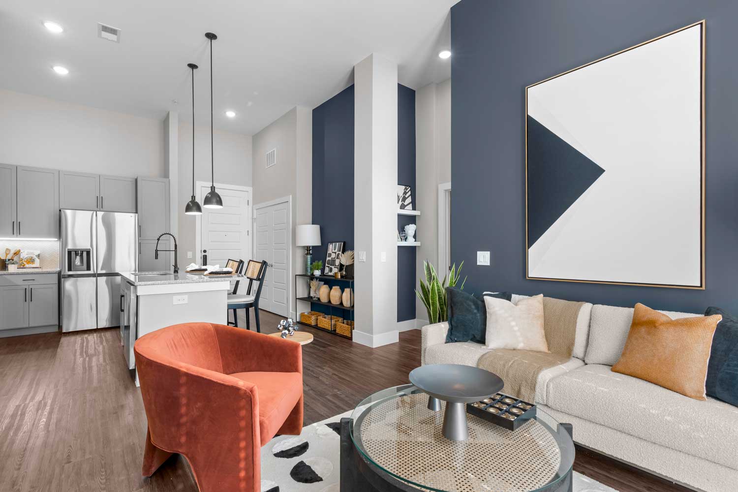 District at 54; Studio, One and Two Bedroom Apartment Homes in the vibrant community of Trinity Park and minutes from downtown Raleigh, NC; Pet-friendly luxury apartment community.