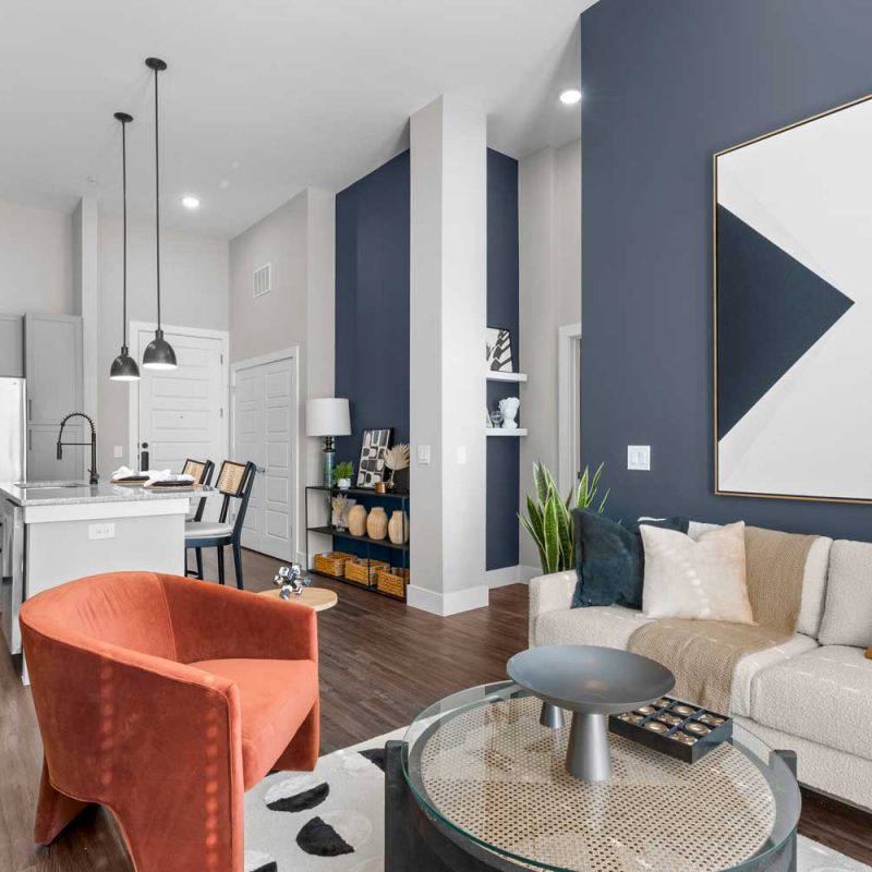 District at 54; Studio, One and Two Bedroom Apartment Homes in the vibrant community of Trinity Park and minutes from downtown Raleigh, NC; Pet-friendly luxury apartment community.